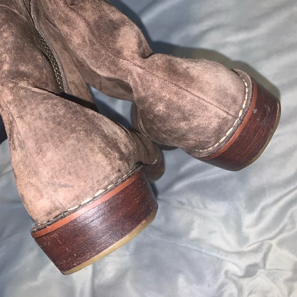 UGG Kiera chocolate Brown Suede tall fest Boots with Fringe embroidered size 9